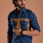 Lapis Blue Hunt in Style Shirt | Premium Men's Sportswear | Classic Outdoor Design | Comfortable Cotton Fabric | Size 36-44